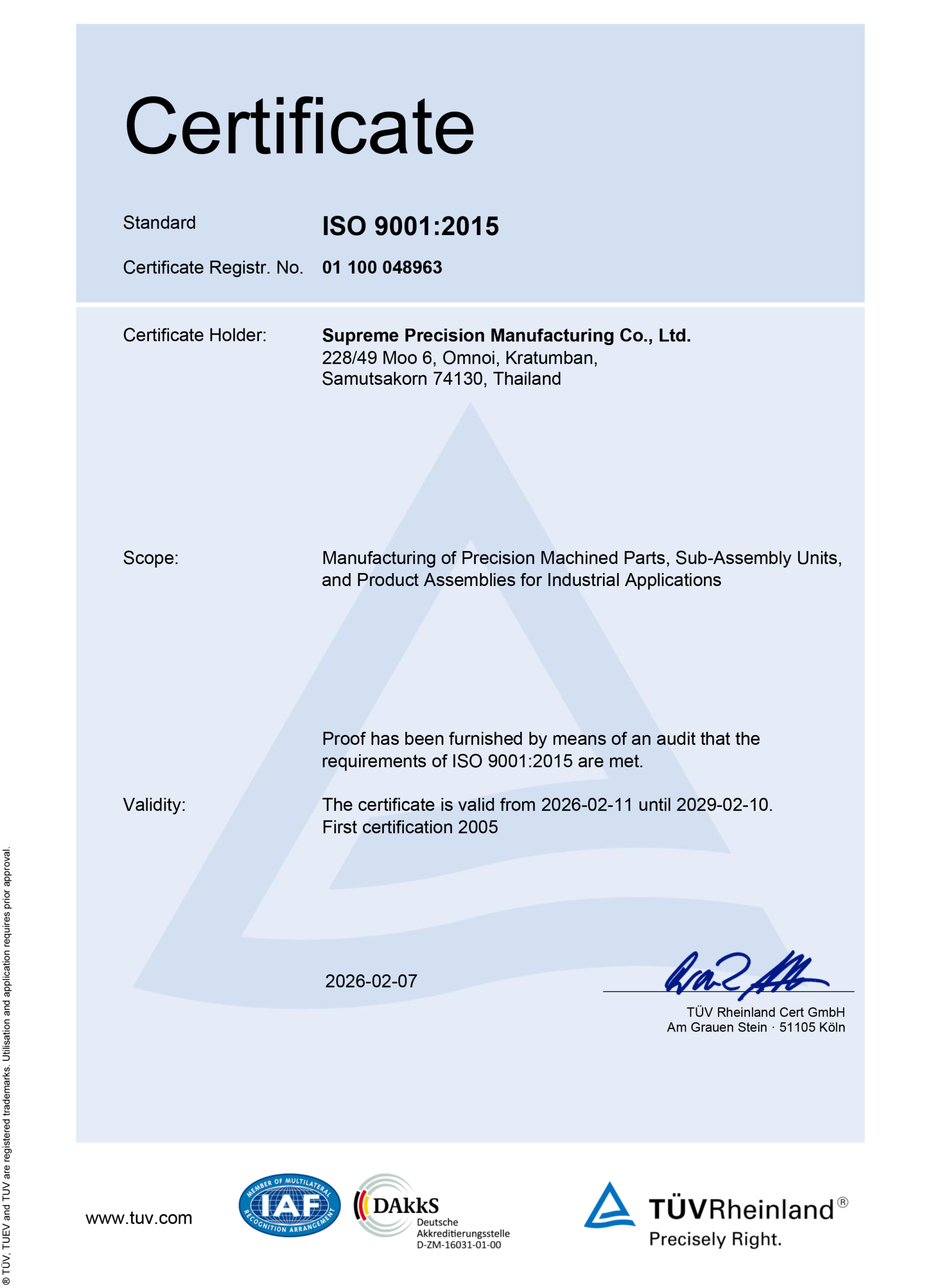 Certificate 9001 2015 Eng